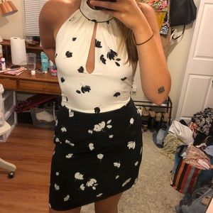 NWT Intermix White Black Silk Halter Neck Dress L